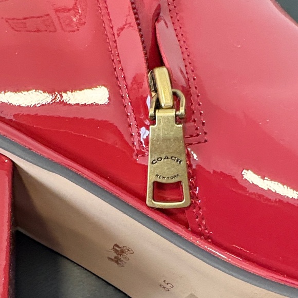 Coach Red Patent Leather Ankle Booties - Picture 5 of 7